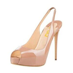 FSJ Women Peep Toe Extreme High Heels Platform Sandals Slingback Stiletto Prom